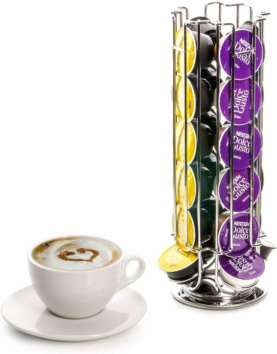 Find A Spare 32 Coffee Capsule Holder Pod Rack Stand Rotating 360 Degree for Nescafé Dolce Gusto