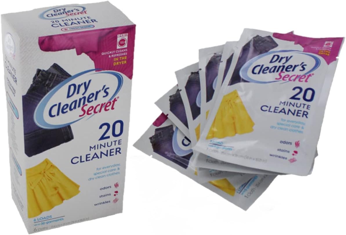FIND A SPARE Dry Cleaning Sheets for Tumble Dryer Sheet Cleaners Fast Cleaning Dry Clean Clothes (1x Pack of 6)