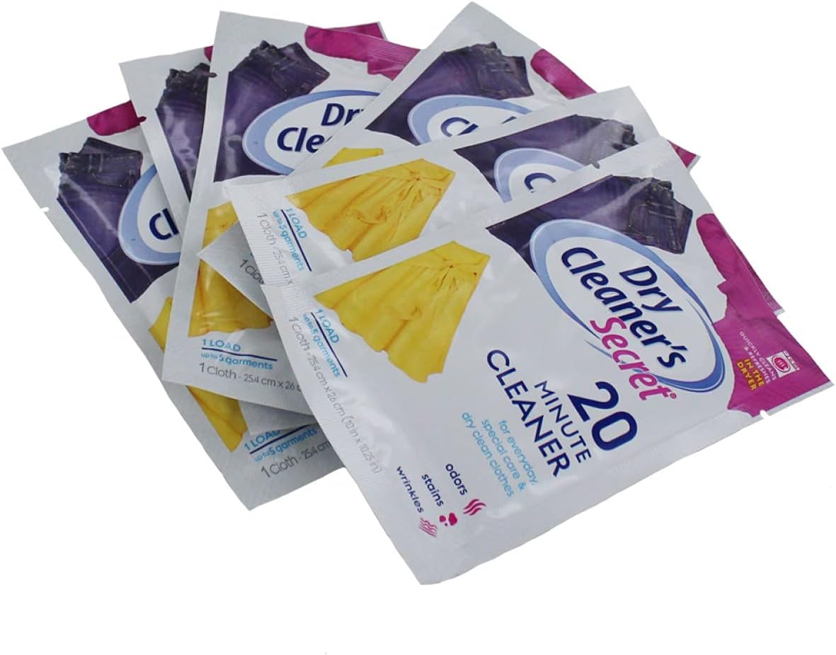 FIND A SPARE Dry Cleaning Sheets for Tumble Dryer Sheet Cleaners Fast Cleaning Dry Clean Clothes (1x Pack of 6)