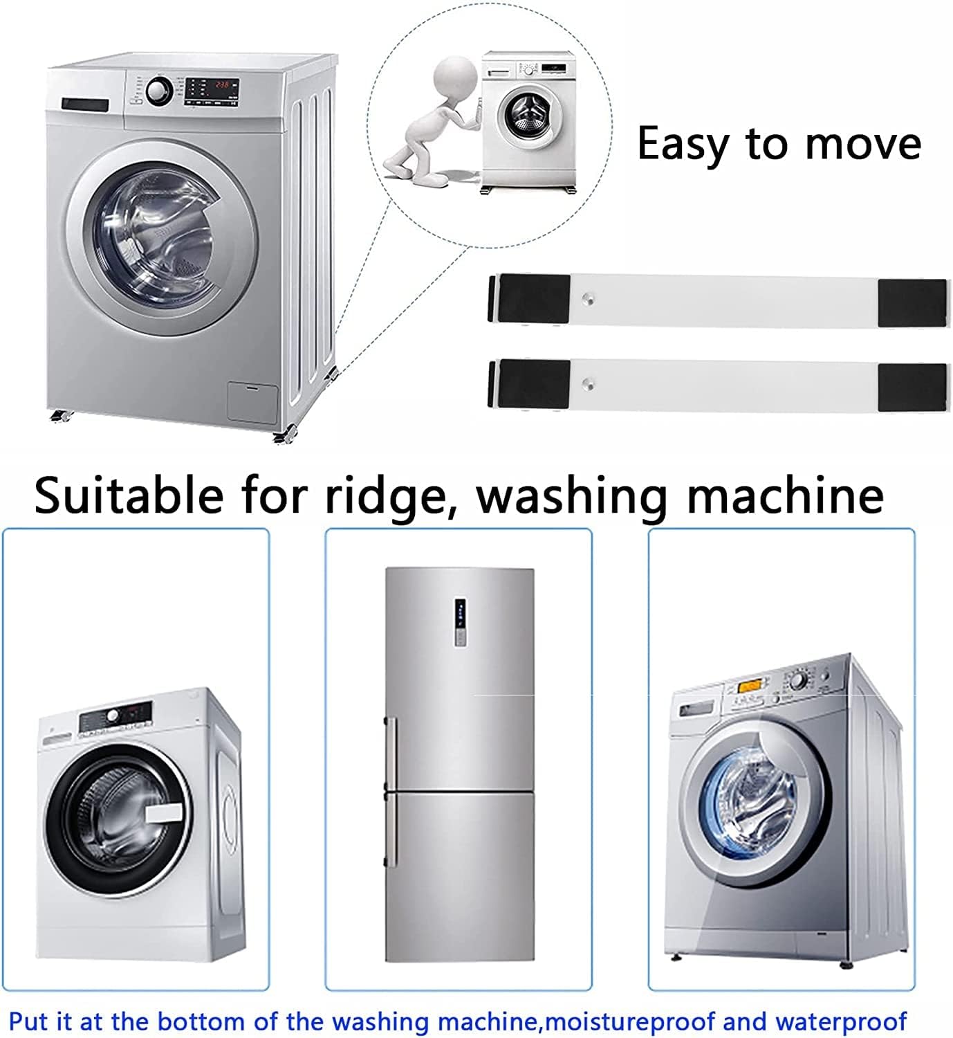 FIND A SPARE Universal Easy Move Heavy Duty Appliance Rollers For Washing Machine Tumble Dryers Dishwashers Cookers & Hobs Furniture Washing Machine Dolly Up To 300Kg