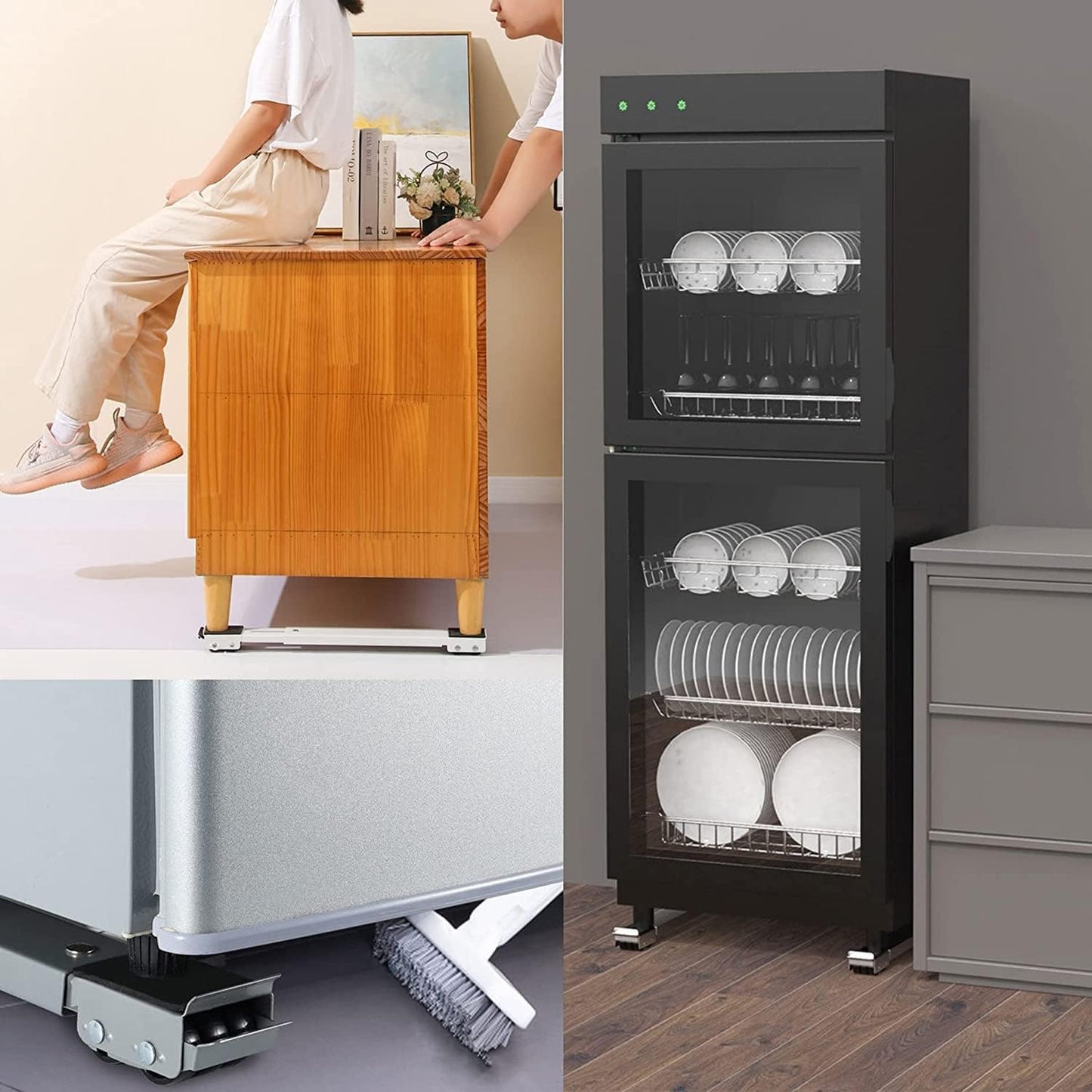 FIND A SPARE Universal Easy Move Heavy Duty Appliance Rollers For Washing Machine Tumble Dryers Dishwashers Cookers & Hobs Furniture Washing Machine Dolly Up To 300Kg