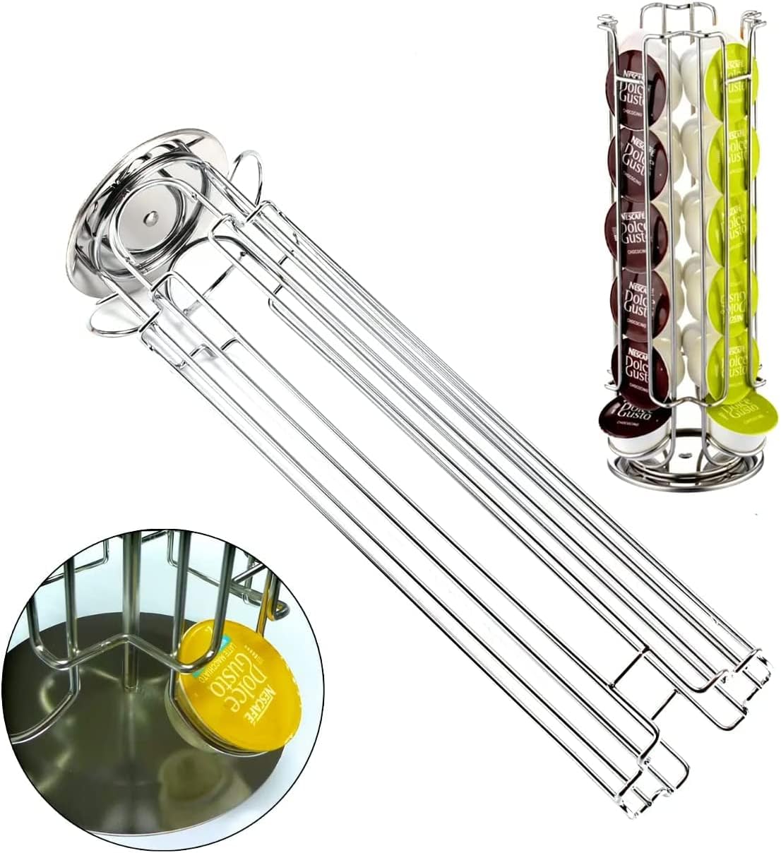 Find A Spare 32 Coffee Capsule Holder Pod Rack Stand Rotating 360 Degree for Nescafé Dolce Gusto