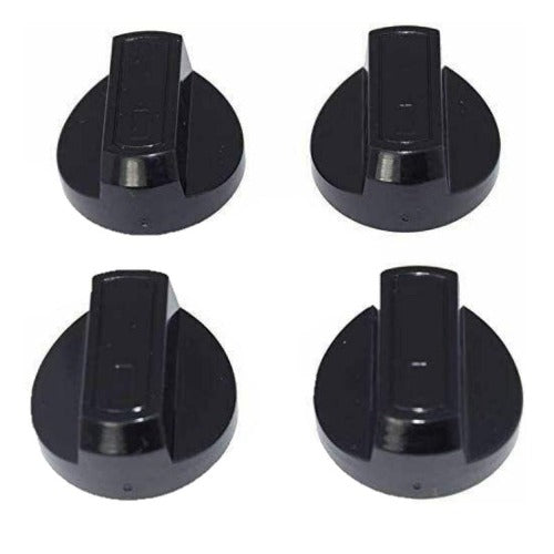 4 x Universal Black Control Switch Knobs For All Makes And Models Of Cookers