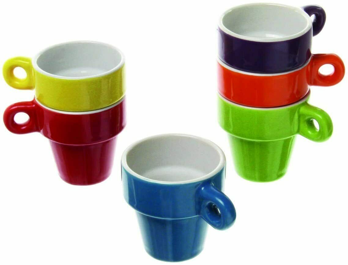 Espresso Cups Set Tea Mugs 60ML Stackable Set of 6 Coffee Cup with Cups Stand