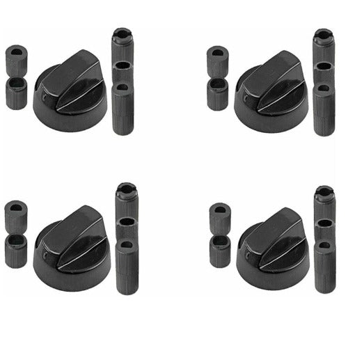 4 x Universal Black Control Switch Knobs For All Makes And Models Of Cookers