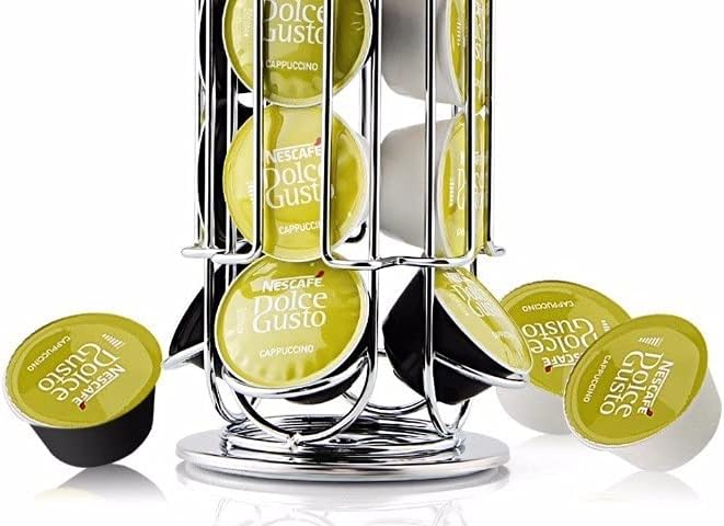 FIND A SPARE 24 Coffee Capsule Holder 360° Rotating Tower Coffee Pods Storage Rack Stand Suitable for Dolce Gusto Coffee Capsules – Non-Slip Surface – Sleek Black Finish