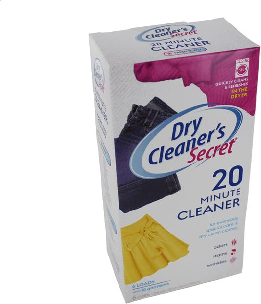 FIND A SPARE Dry Cleaning Sheets for Tumble Dryer Sheet Cleaners Fast Cleaning Dry Clean Clothes (1x Pack of 6)