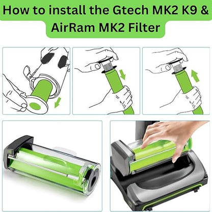 2 Replacement Filters for Gtech AirRam MK2 and K9 Versions