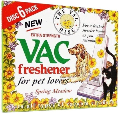 FIND A SPARE 24 Pack Vac Fresheners Spring Meadow Extra Strenght For Pet Lovers 4 Boxes With 6 Disc Each