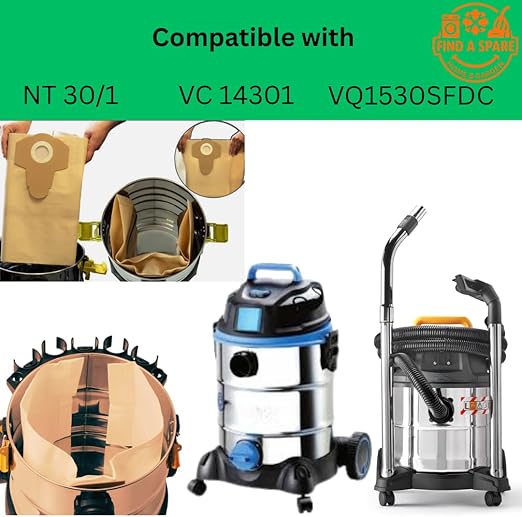 5 Pack 30L Paper Bags Compatible with Vacmaster Wet & Dry Dust Extractors | Replacement for 950131