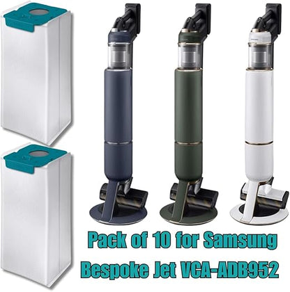 FIND A SPARE 10 Pack VCA-ADB953 Dust Bags Compatible with SAMSUNG BESPOKE Jet Cordless Stick Vacuum Cleaner, Large Capacity Disposable Replacement Bags, All in One Clean Station Accessories Set