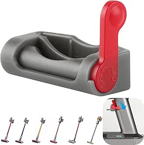 Hands-Free Trigger Lock Clamp for Dyson V6, V7, V8, V10, V11, and V15 Vacuum Cleaners | Power Button Holder for Absolute, Animal, and Motorhead Models (Grey & Red)