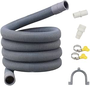 Universal Drain Hose Adapter Kit for Washing Machine & Dishwasher Includes Connector, Clip, Clamp 1M Extension Pipe for Washer Outlet