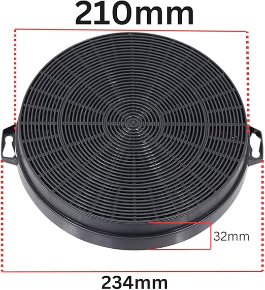 2-Pack Carbon Charcoal Filter 210mm & 32mm for Bosch Neff Gorenje Cooker Hoods Kitchen Vent Type CHA4 CDA Range