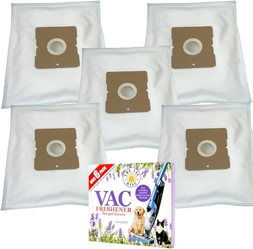 Universal Dust Bags + Lavender Freshener Disks – 5-Pack for AmazonBasics VCB43B1-70EUK