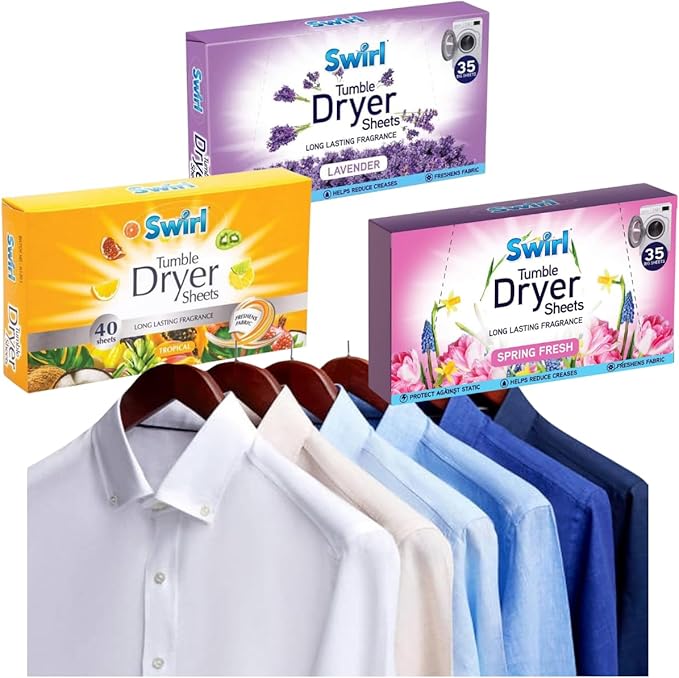 FIND A SPARE Tumble Dryer Sheets for Tumble Dryer Reduce Creases Fast Freshens Fabric Clothes Spring Fresh | Tropical | Lavender (Pack of 3-35 Sheets EACH)