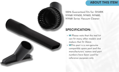 Black (35mm) 3-Piece Mini Tool Nozzle Kit for Shark Powered Lift-Away Upright Vacuums