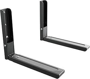 Universal Microwave Shelf Wall Bracket Holder | Extendable Arms | Microwave Weight 40kg | Under Cabinet | (Black) Suitable for All Microwaves