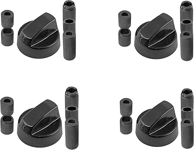 Universal Black Control Knobs Pack of 4 for All Ovens, Cookers & Hobs