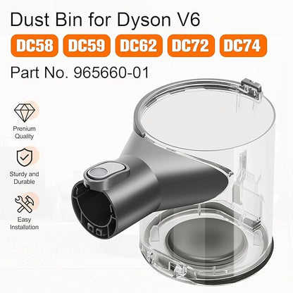 FIND A SPARE Replacement Dust Bin for Dyson V6 - Compatible with DC58, DC59, DC62, DC72, and DC74 Models - Dust Bucket Container, Trash Can, Dirt Cup (Part No. 965660-01)
