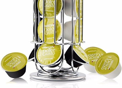 FIND A SPARE 24 Coffee Capsule Holder Compatible with Dolce Gusto Capsules 360 Degrees Rotating Pod Tower Rack (2 Pack)