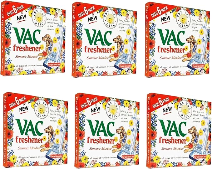 FIND A SPARE 36 Pack Vac Fresheners Summer Meadow Extra Strenght For Pet Lovers Pack of 6 Boxes With 6 Disc Each