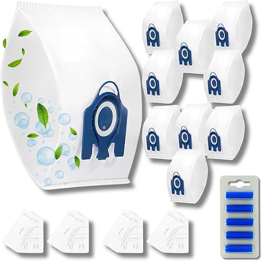 10-Pack AirClean GN 3D Vacuum Cleaner Bags & 4 Filters – Compatible with Miele C1, C2, C3, S2, S5, S8 Series + 5 Fresheners