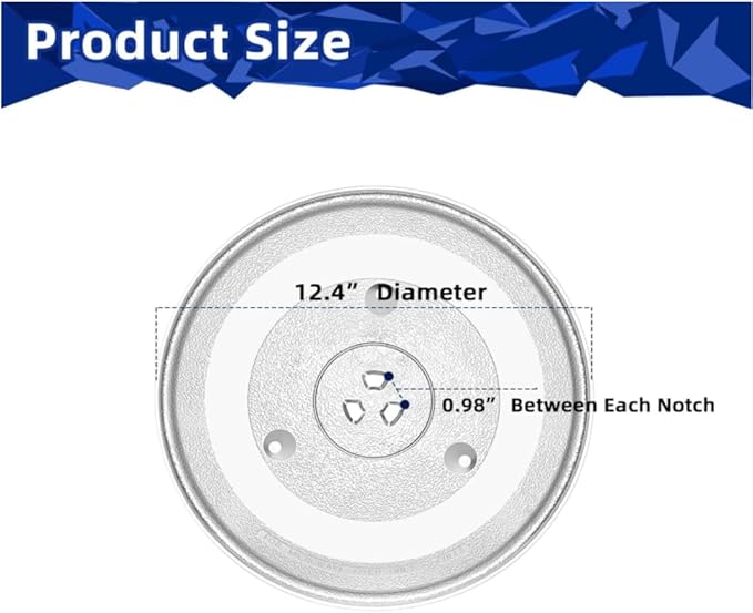 Universal Microwave Glass Tray 315mm – 3 Fixers Included, Tough & Scratch-Proof