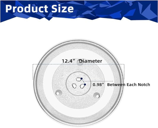 Universal Microwave Glass Tray 315mm – 3 Fixers Included, Tough & Scratch-Proof