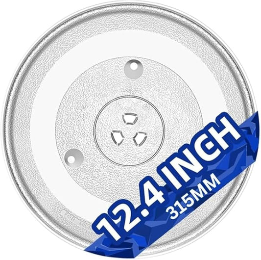 Universal Microwave Glass Tray 315mm – 3 Fixers Included, Tough & Scratch-Proof