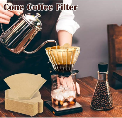 Natural #4 Cone Coffee Filters 8-12 Cup – 200 Unbleached, Chlorine-Free Filters for Pour Over & Drip Coffee Makers