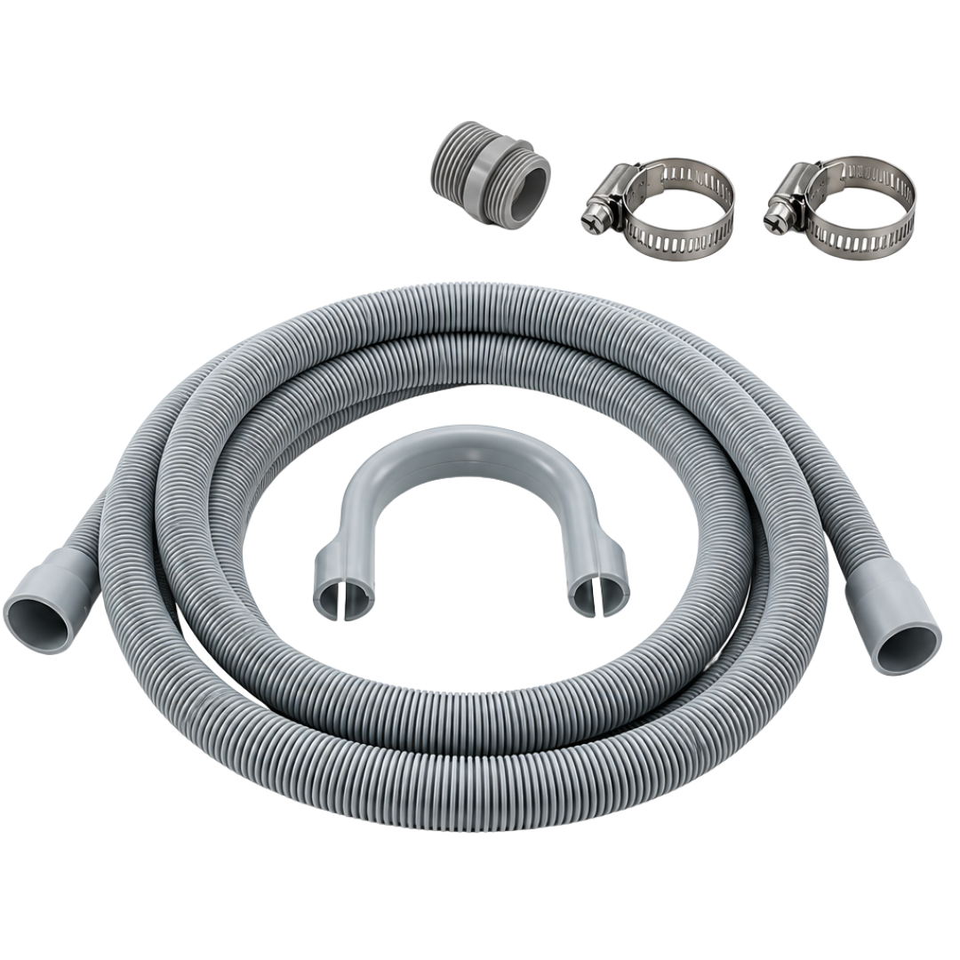 2.5m Washing Machine Fill Pipe & Drain Hose Extension Kit with Connector