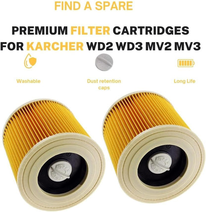 Replacement Washable Vacuum Filters 2 Pack for WD2.200 WD3.500