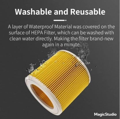 2 Pack Replacement Washable Filters for Karcher WD2.200 WD3.500 Wet Dry Vacuum