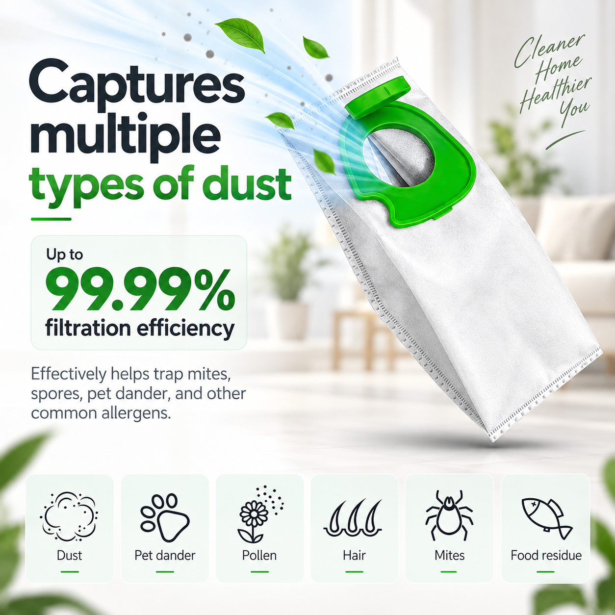 Microfibre Dust Bags for Gtech Pro K9 ATF301 ATF303 ATF305 Vacuum Cleaner