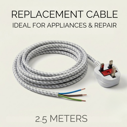 2.5m Replacement Power Lead for Steam Generator Iron with UK 13A Plug