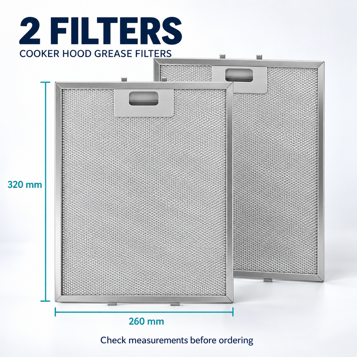 2PCS Cooker Hood Metal Mesh Grease Filters 320 x 260mm for Kitchen Extractor Fan