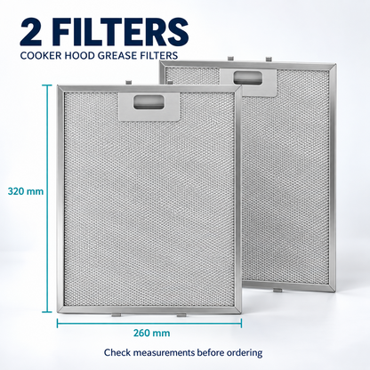 2PCS Cooker Hood Metal Mesh Grease Filters 320 x 260mm for Kitchen Extractor Fan