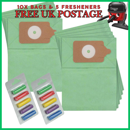 10 Pack Microfibre Dust Bags for Henry HVR200 Hetty HET200 Vacuum with Fresheners
