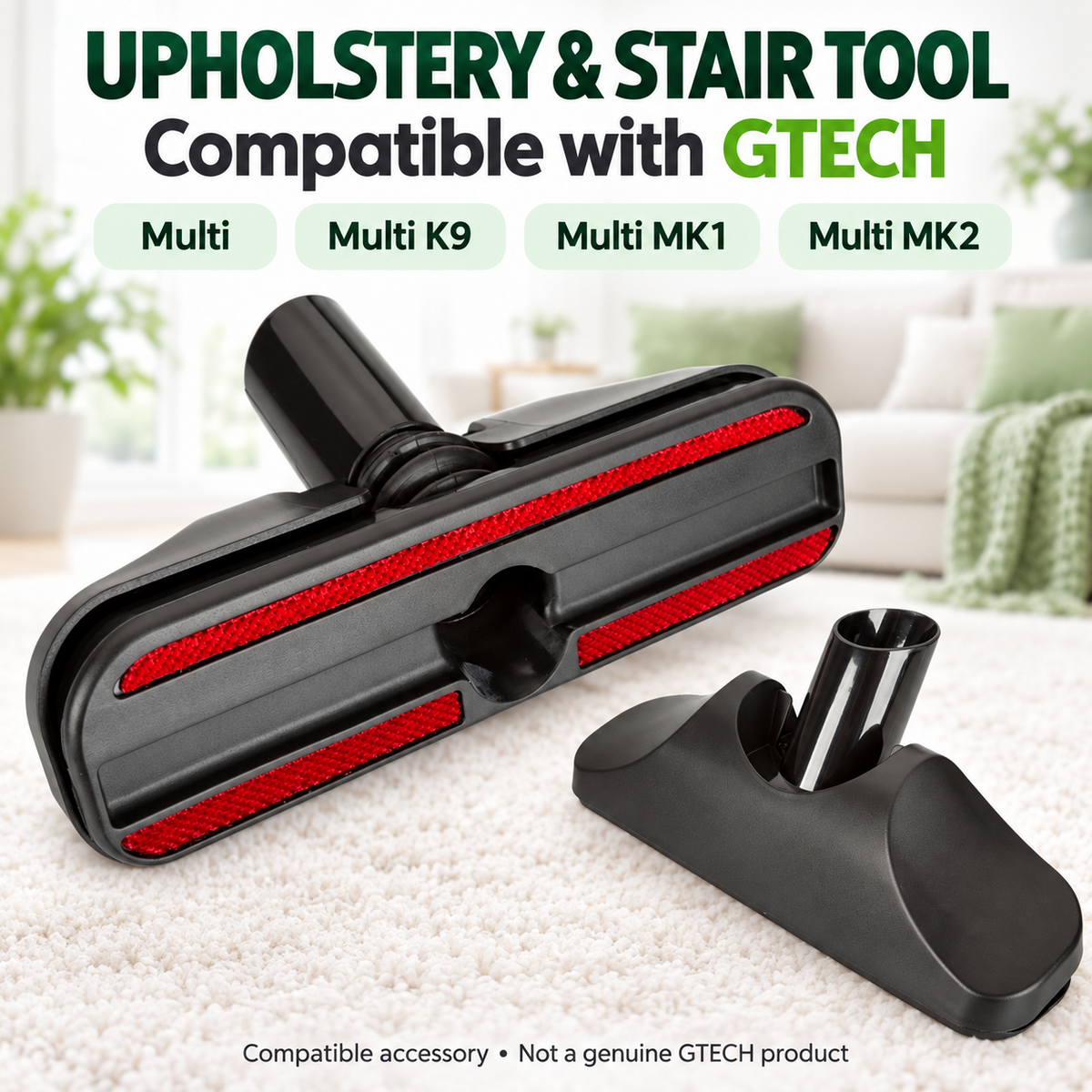 Stair & Upholstery Vacuum Brush Attachment Compatible with Gtech Multi MK1 MK2 – Replacement Cleaning Tool