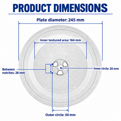 Replacement Microwave Turntable Glass Plate 245mm 3 Pip Fittings Clear Dish