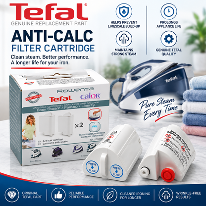 2 Genuine Tefal Anti Calc Filters XD9060E0 for Fasteo SV6020 SV6035 SV6040