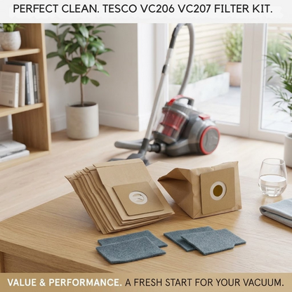 Vacuum Dust Bags and Filters Kit 10 Pack Compatible with Tesco VC206 VC207
