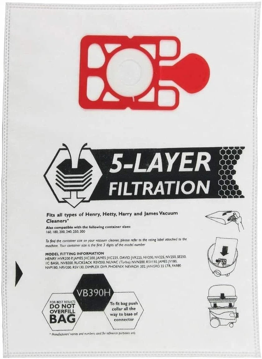 20 x Vacuum Cleaner Dust Bags Compatible with Henry Hetty James NVM-1CH