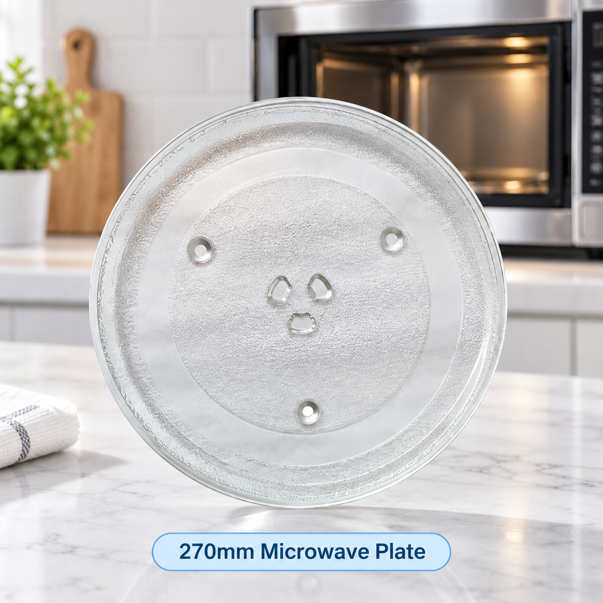 27cm Microwave Oven Glass Turntable Plate Universal 3 Lug Replacement Dish