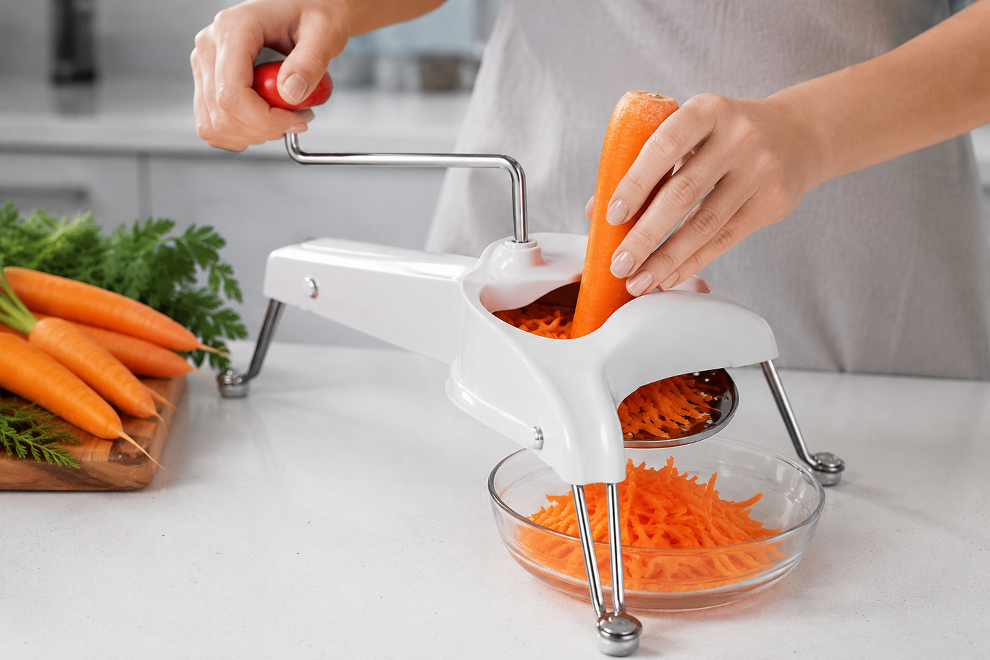 Rotary Vegetable Slicer & Grater 3-in-1 Manual Hand Crank with 3 Cutting Discs