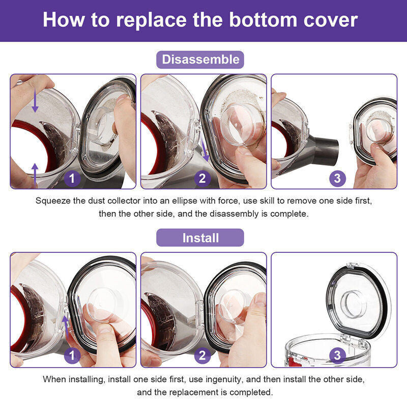 2x Vacuum Dust Container Bottom Lid Covers Compatible with Dyson V7 V8 SV10 SV11