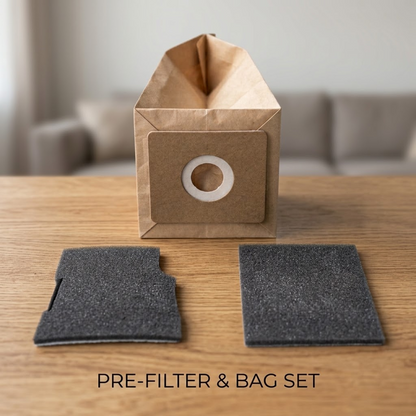 Replacement Dust Bags and Motor Filters Kit 5 Pack for Tesco VC206 VC207 Vacuum Cleaner