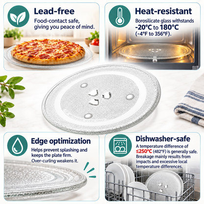 27cm Microwave Oven Glass Turntable Plate Universal 3 Lug Replacement Dish