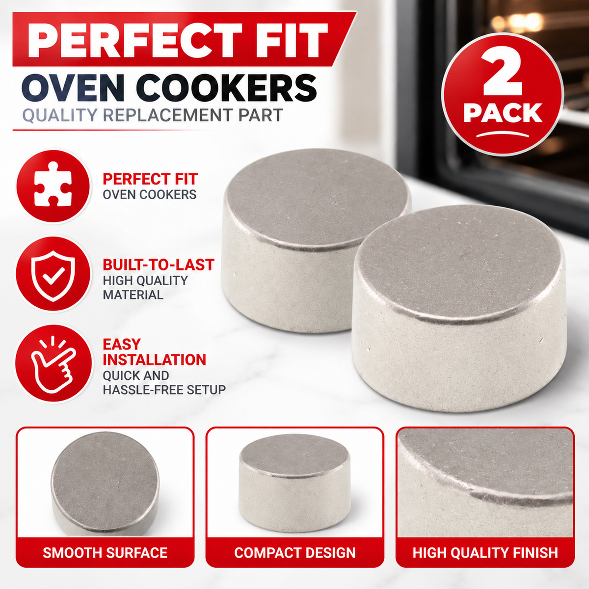 Lamona Howdens HJA1120 HJA1140 Gas Cooker Ignition Button Silver 2 Pack